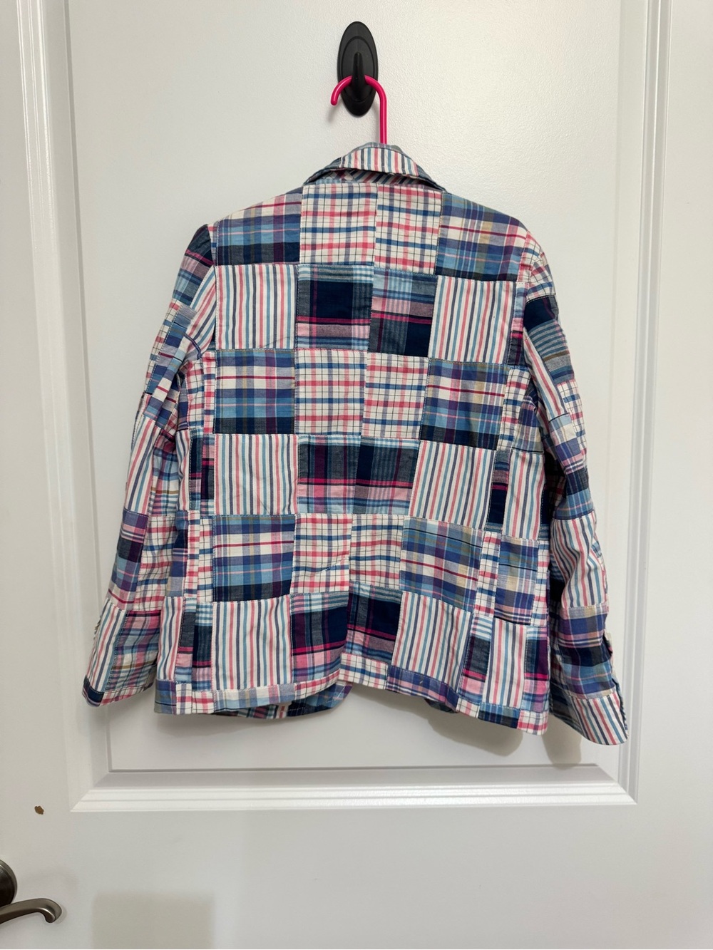 E·LAND Patchwork Madras Cotton Blazer size 6 - Picture 2 of 3
